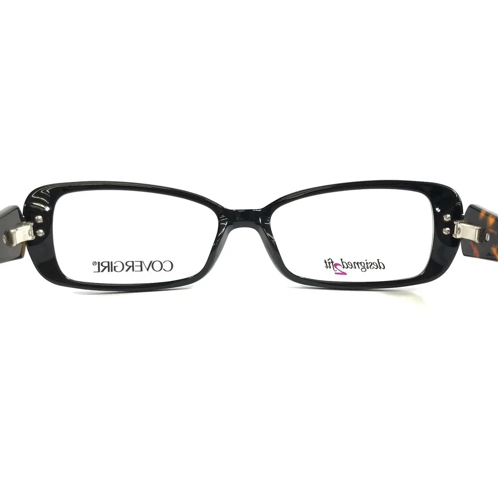 Covergirl Eyeglasses Frames CG0451 005 Black Brown Rectangle Full Rim 54-16-140